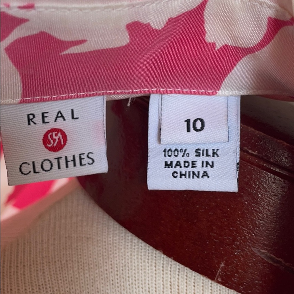 SAKS 100% shantung silk pink floral SHIRT NWOT - Picture 9 of 9